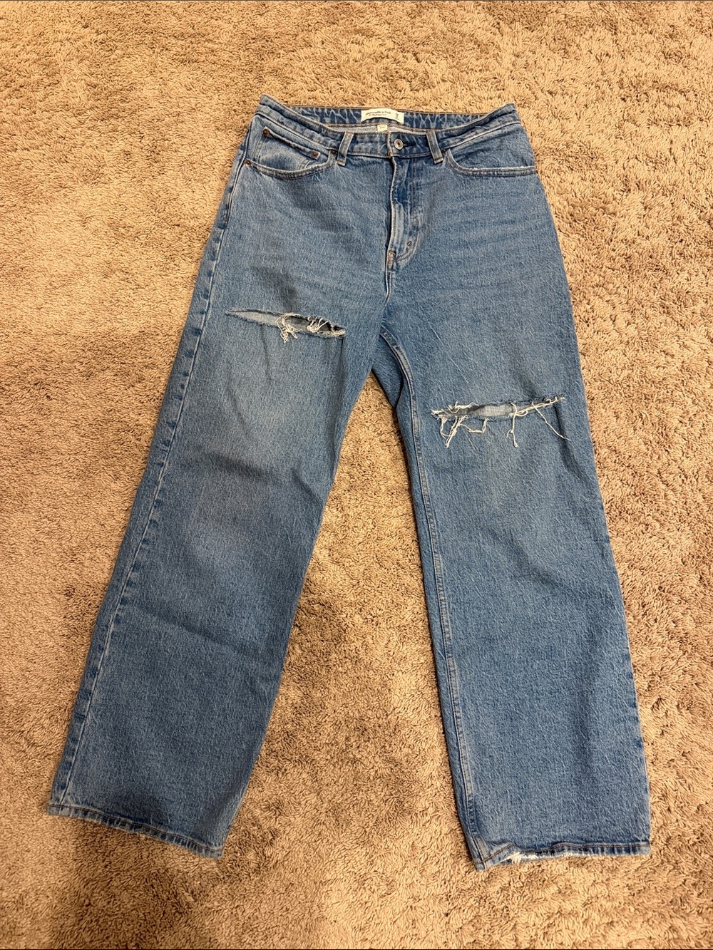 Abercrombie & Fitch Distressed Boyfriend Jeans - Light Blue